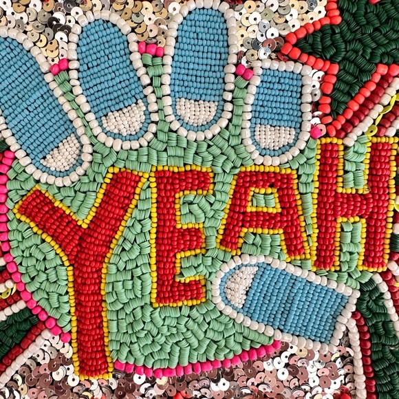 St Xavier Yeah! Violet Beaded Oversized Clutch, Multi Color - Picture 2 of 4